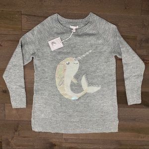 LC Lauren Conrad gray sequined narwhal sweater